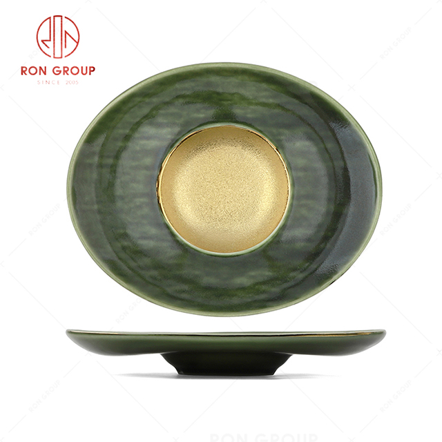High-end quality popular hotel Michelin restaurant banquet tableware modern luxury ceramic Oval Pasta Plate