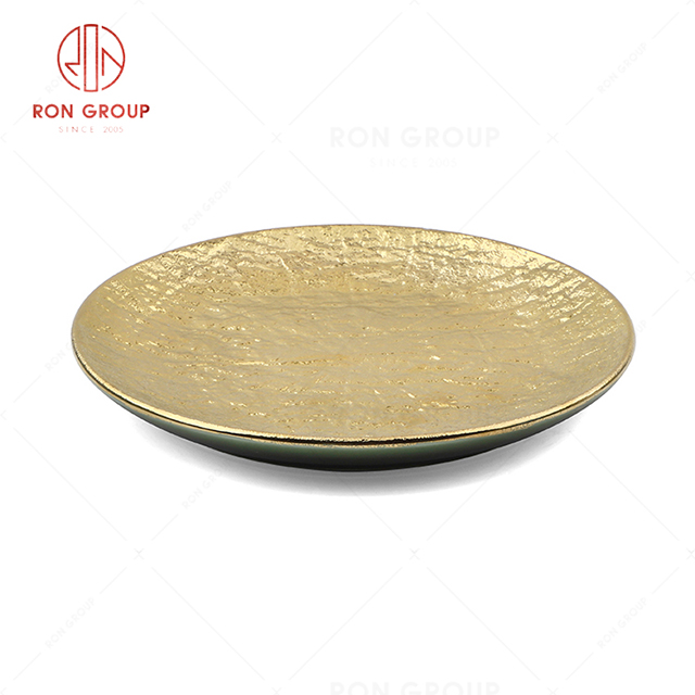 Modern style hot selling superior quality hotel restaurant banquet wedding luxurious Stone pattern round shallow plate