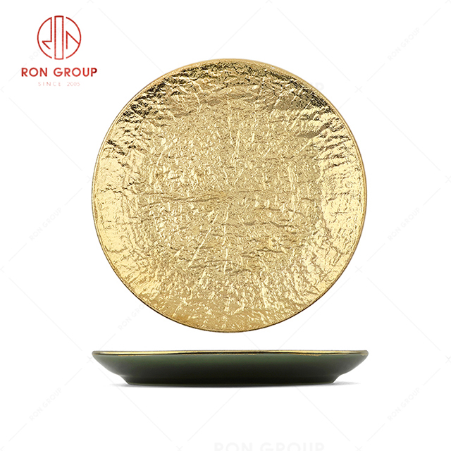 Modern style hot selling superior quality hotel restaurant banquet wedding luxurious Stone pattern round shallow plate