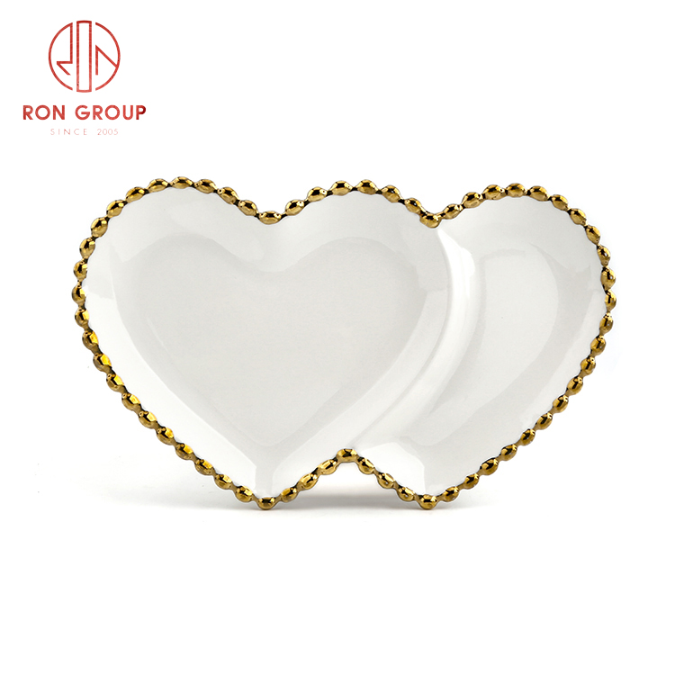 White Porcelain Gold Beaded Rim Dinner Plates – Wedding & Hotel Tableware Collection