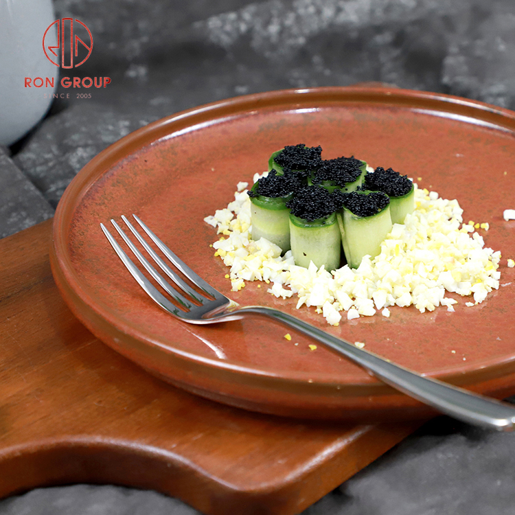 Custom Rustic Brown Stoneware Plates with Artisan Glaze for Professional Restaurant Service