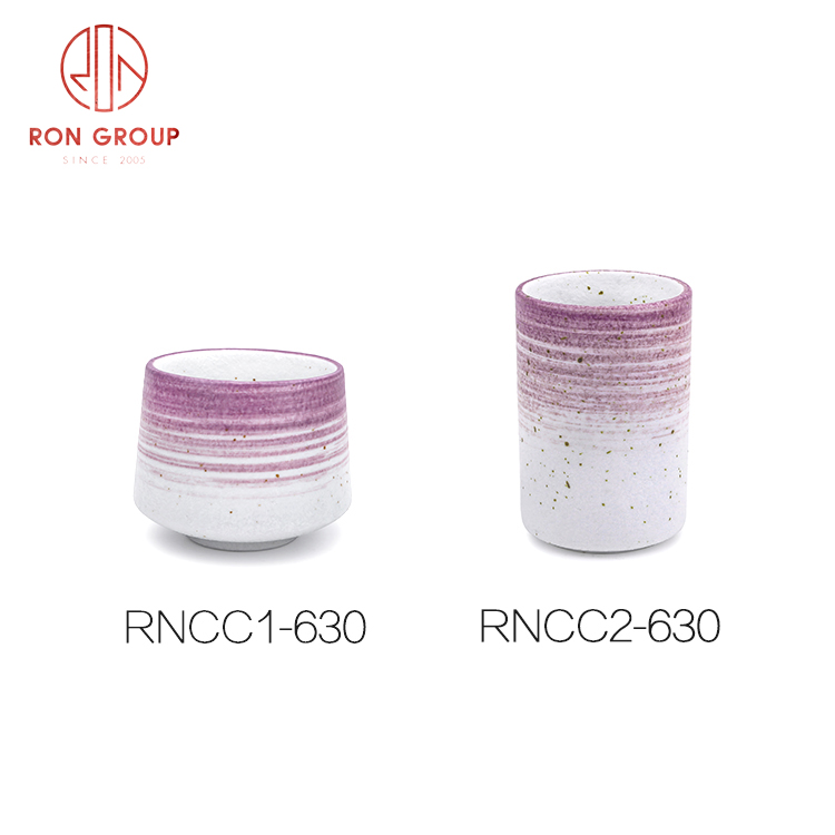 Nordic Hand-Painted Purple Ceramic Tea Cup | Japanese-Style Drinkware for Hotels & Cafés