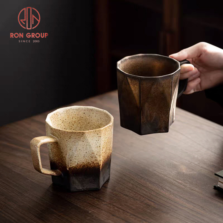 Geometric Gradient Kiln Glaze Ceramic Coffee Mug