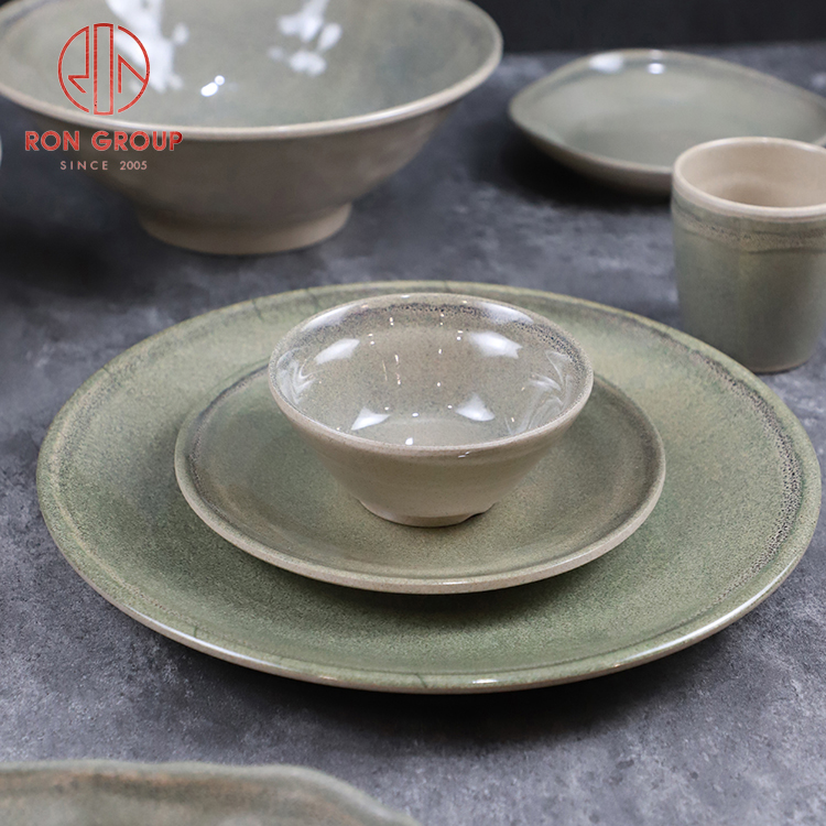 Stellar Shade Green Melamine Straw Hat Noodle Bowl