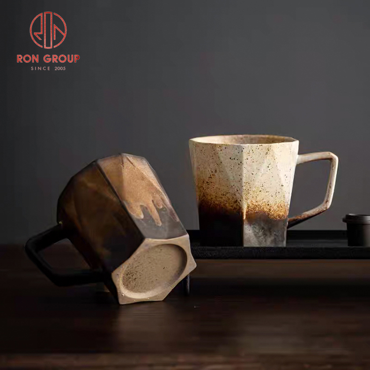 Geometric Gradient Kiln Glaze Ceramic Coffee Mug