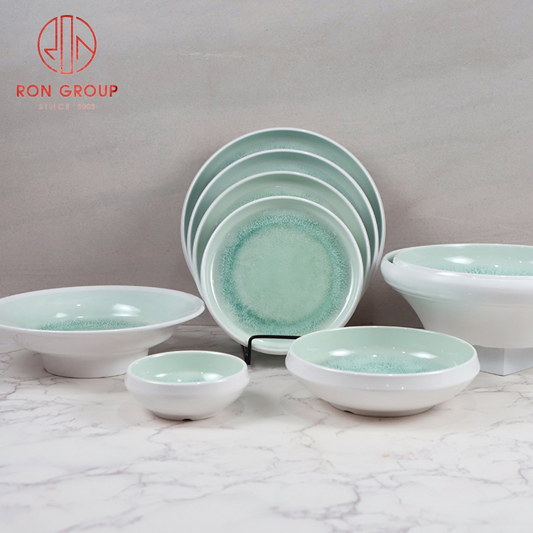 Nordic Blue Crackle Glaze Melamine Tableware Set