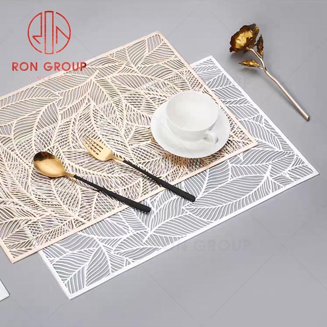 Wholesale popular hotel banquet wedding modern high-grade American gold stamping hollow PVC placemat