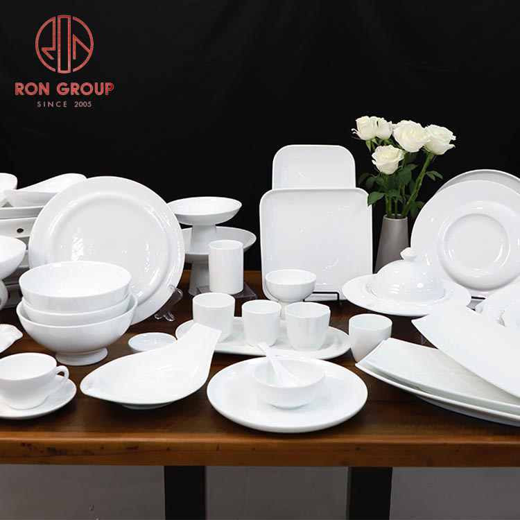 Premium White Bone China Dinnerware Set for Hotels & Restaurants – Plates, Bowls & Tableware