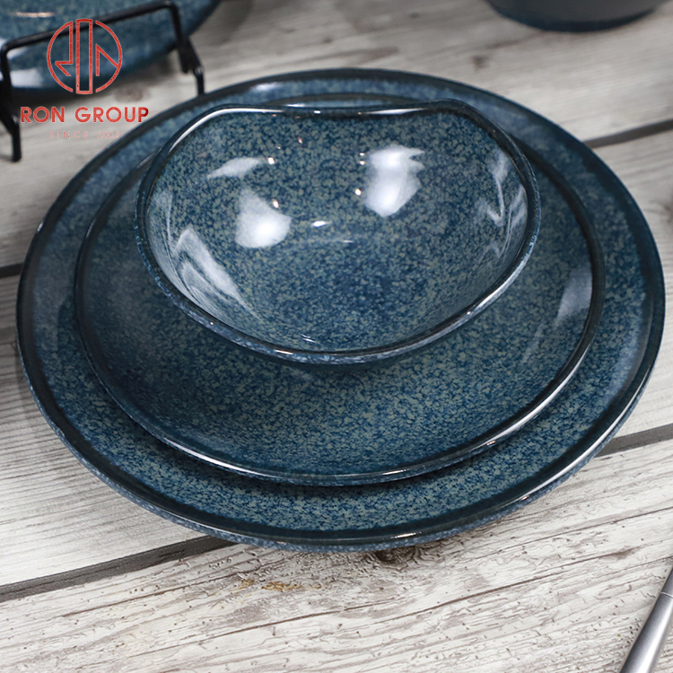 Japanese Deep Sea Blue Ceramic Look Melamine Bowl