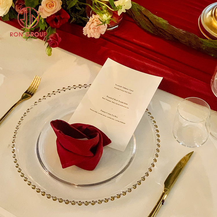 Luxury Hand-Painted Gold Rim Glass Charger Plate - Elegant Transparent Banquet Collection