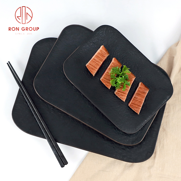 Black Melamine Restaurant Dinnerware Set – Modern Plates, Bowls & Tableware for Commercial Dining