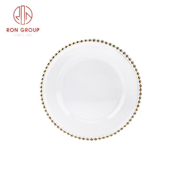 Clear Glass Beaded Rim Dinner Plates – Wedding & Event Tableware for Hotels and Catering