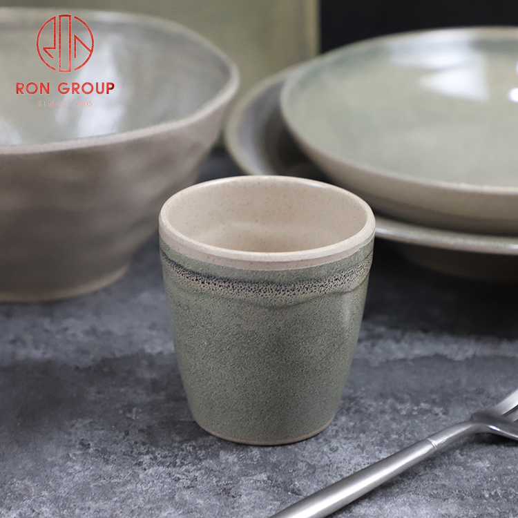 Japanese Minimalist Handmade Green Stoneware Cup