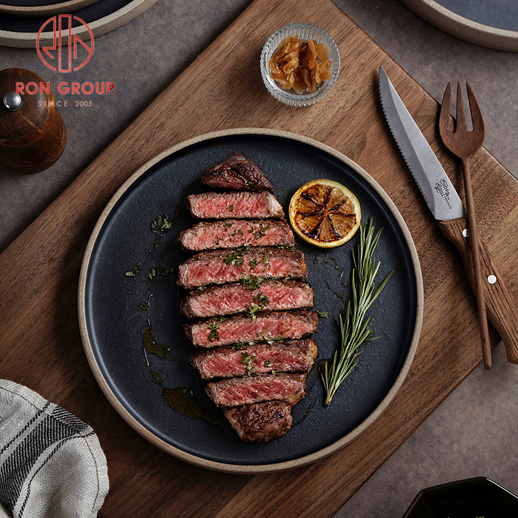 Zen Style Khaki & Matte Black Two-Tone Minimalist Ceramic Tableware Set