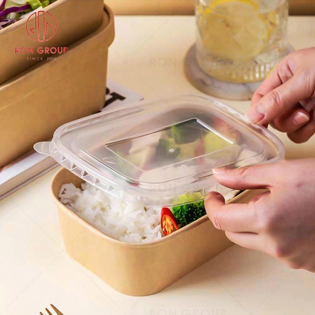 Wholesale transparent Rectangular rounded corner disposable lunch box 500 650 750 1000ML universal cover PP cover
