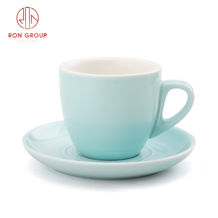 Wholesale Hot Sale Custom Color Ceramic Coffee Cup & Saucer Set | Reusable Café and Restaurant Drinkware