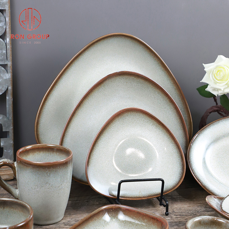Vintage Edge Stoneware Dinnerware Set with Textured Glaze for Restaurants & Homes