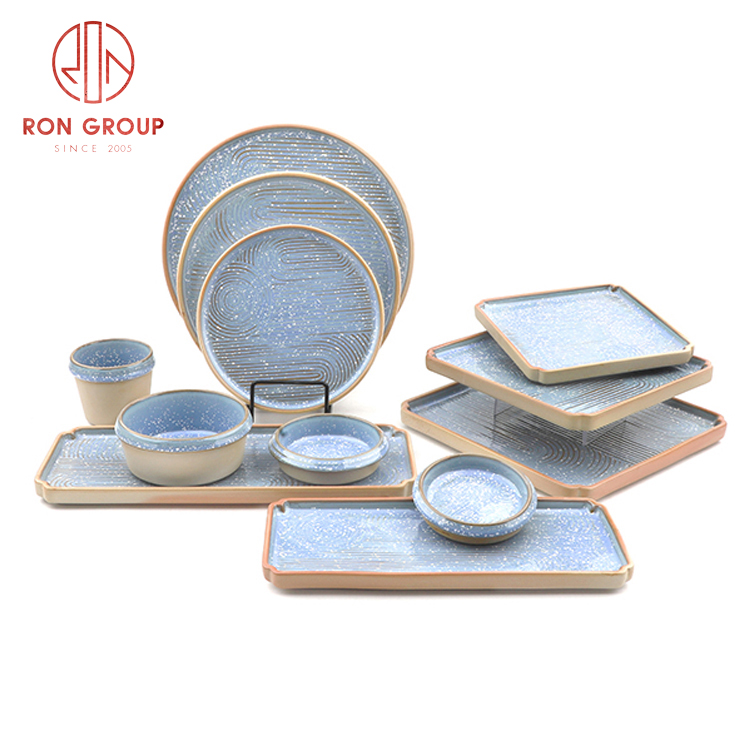 Blue Reactive Glaze Stoneware Dinner Set for Hotels & Restaurants – Round & Square Plates Collection