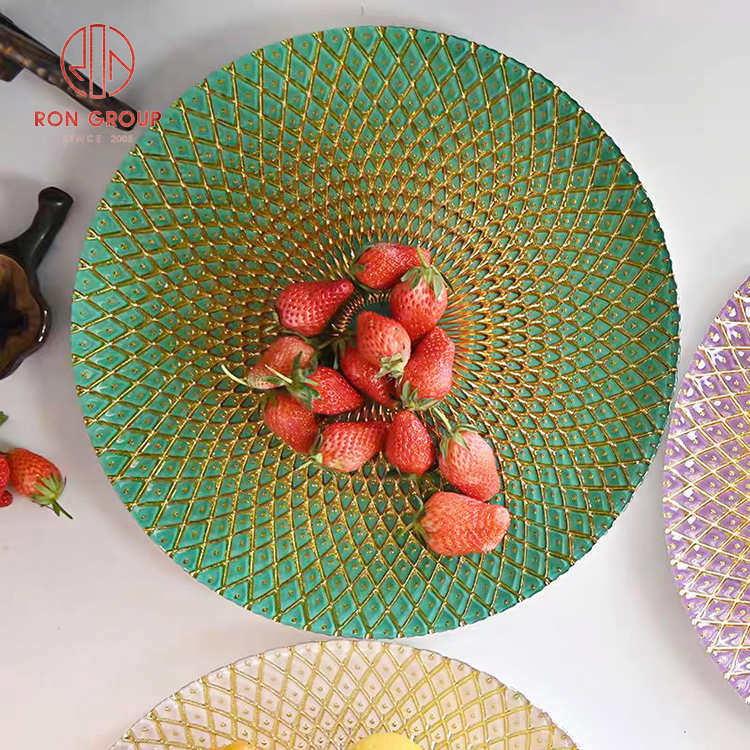 Luxury Modern Glass Charger Plate with Gold Rim - Minimalist Banquet Collection