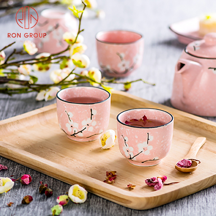 High Quality Pink Floral Printed Ceramic Cup | Reusable Coffee & Tea Drinkware for Restaurants & Gifts