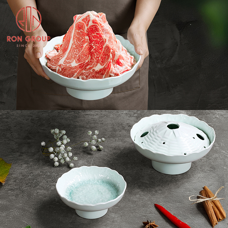 Nordic Blue Crackle Glaze Melamine Tableware Set