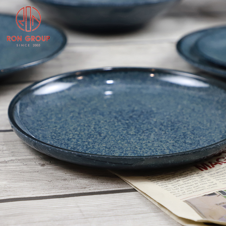 Commercial Deep Sea Blue Round Melamine Plate
