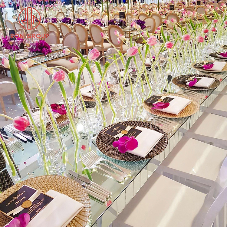 Luxury Modern Glass Charger Plate with Gold Rim - Minimalist Banquet Collection