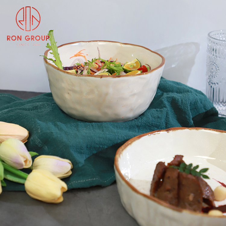 Handcrafted White Porcelain Deep Bowl and Plate for Modern Restaurant Dining