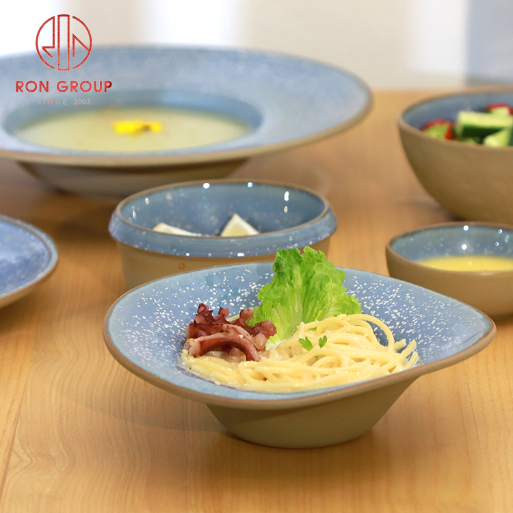Blue Reactive Glaze Stoneware Dinner Set for Hotels & Restaurants – Round & Square Plates Collection