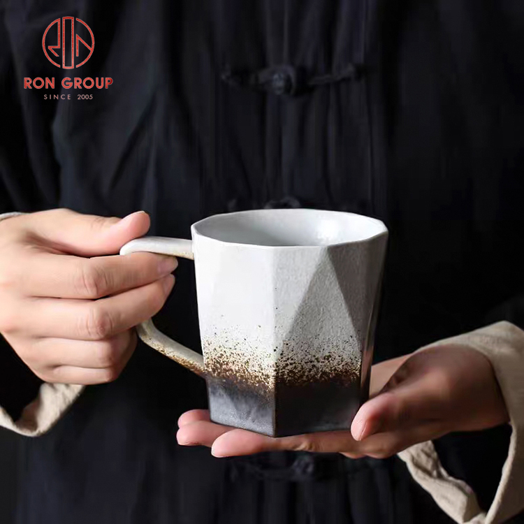 Geometric Gradient Kiln Glaze Ceramic Coffee Mug