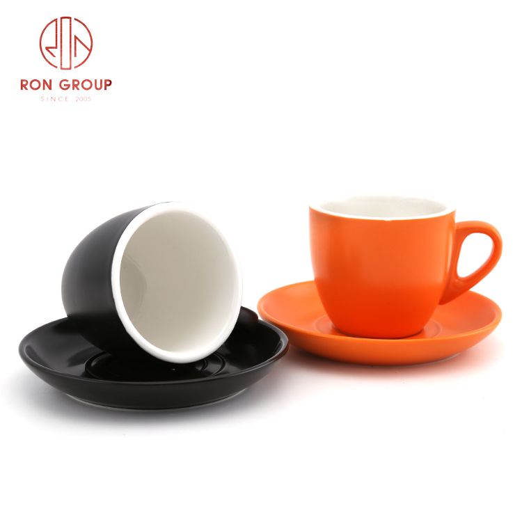 Wholesale Hot Sale Custom Color Ceramic Coffee Cup & Saucer Set | Reusable Café and Restaurant Drinkware