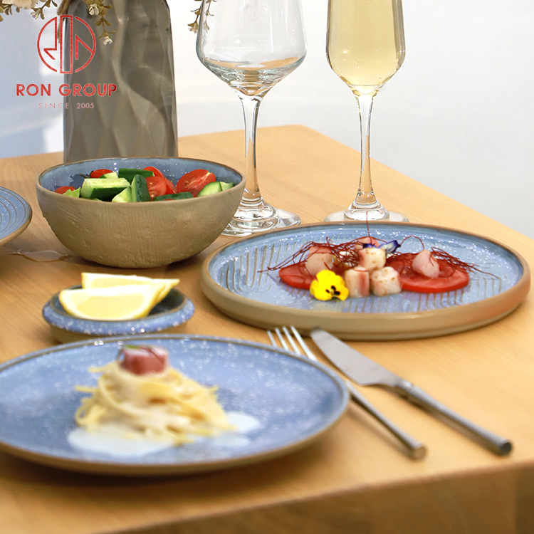 Blue Reactive Glaze Stoneware Dinner Set for Hotels & Restaurants – Round & Square Plates Collection
