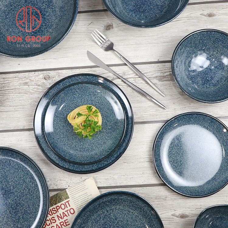 Commercial Deep Sea Blue Round Melamine Plate