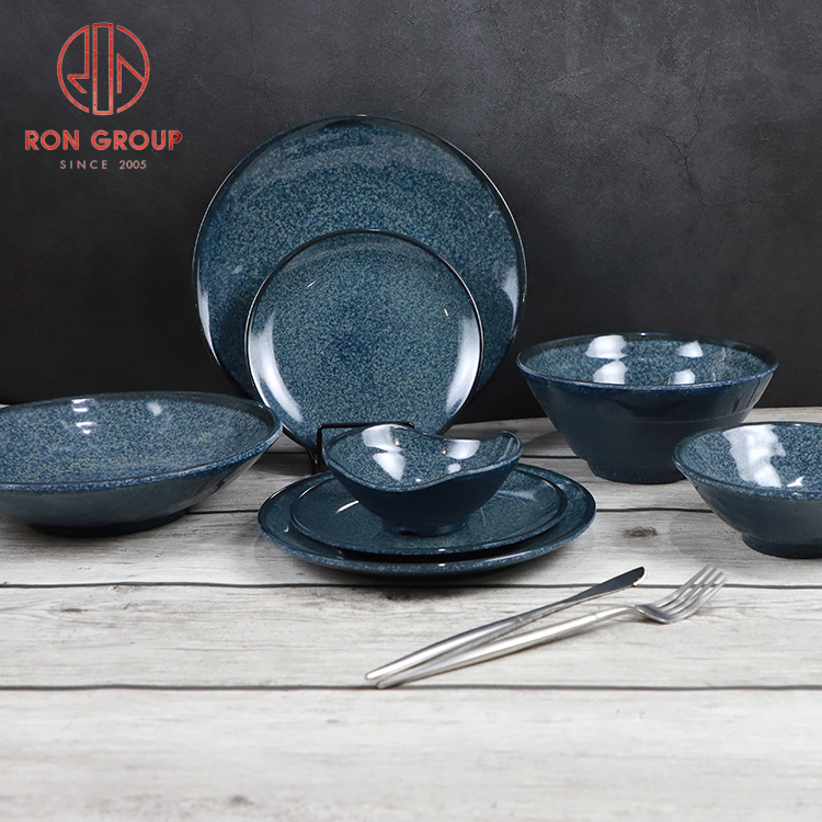 Japanese Deep Sea Blue Ceramic Look Melamine Bowl