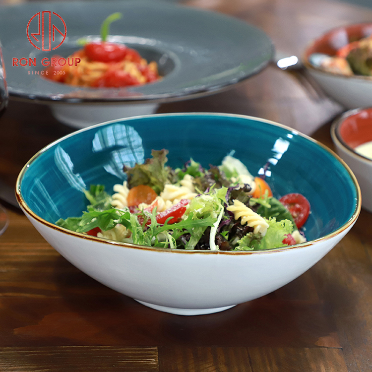 Japanese Style Ceramic Ramen Bowls and Plates Set for Udon, Soba, and Asian Restaurants