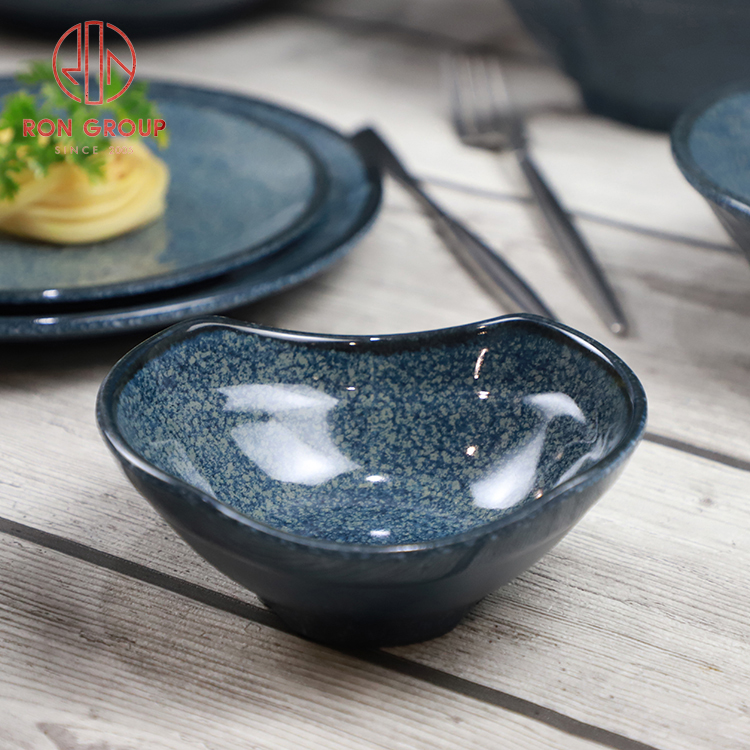 Japanese Deep Sea Blue Ceramic Look Melamine Bowl