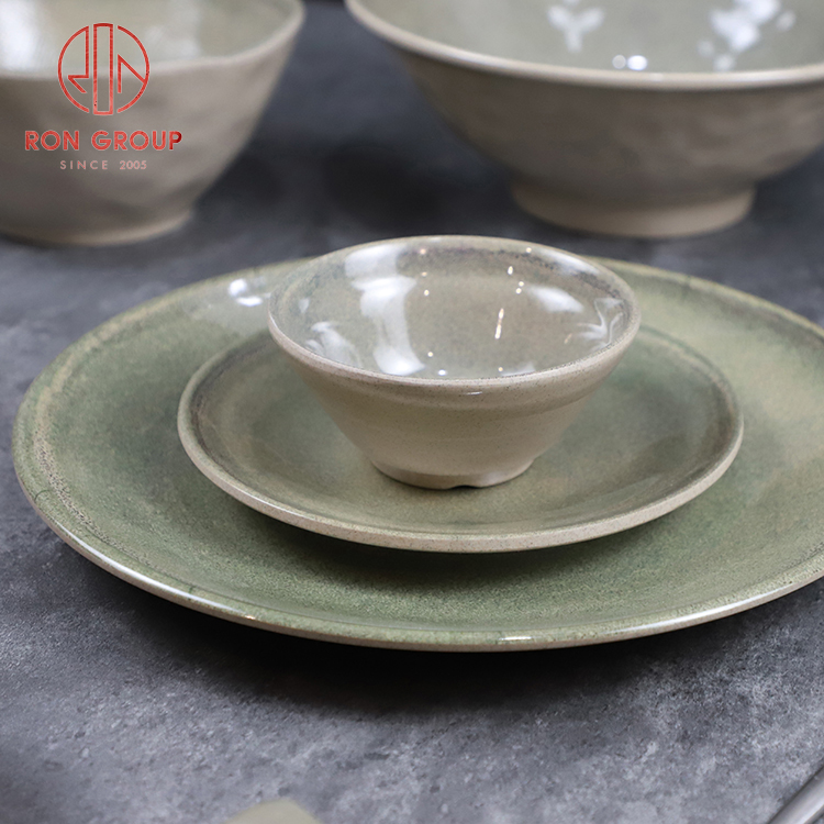 Stellar Shade Green Melamine Straw Hat Noodle Bowl