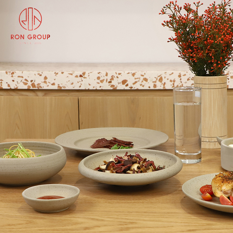 French Rustic Natural Terracotta Soup Plate – Wide-Rim Ceramic Bowl Plate for Hotel & Catering Restaurants