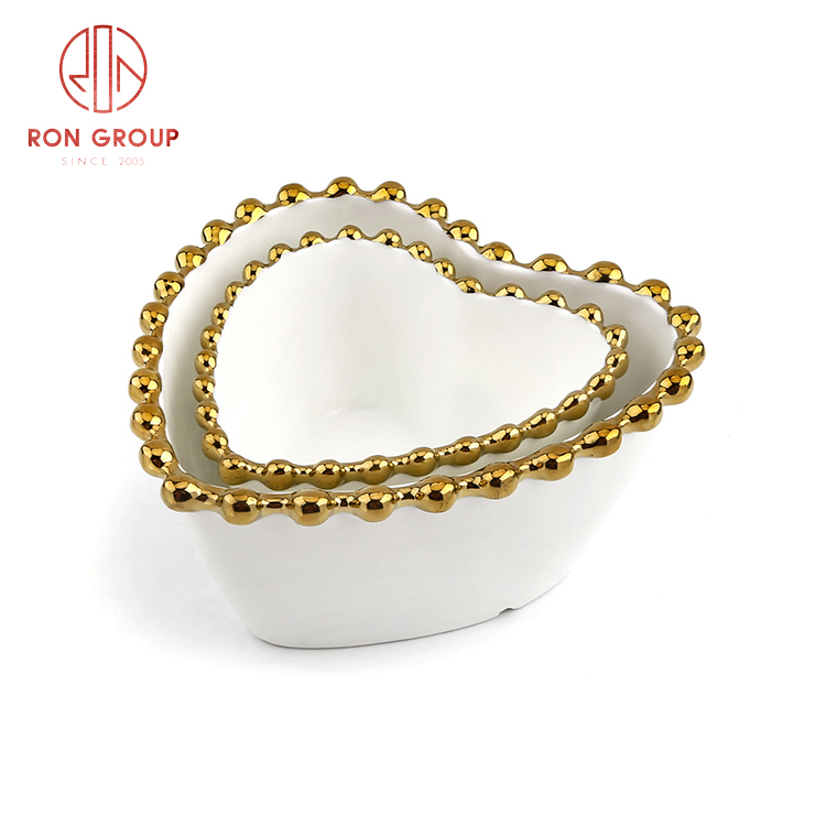 White Porcelain Gold Beaded Rim Dinner Plates – Wedding & Hotel Tableware Collection