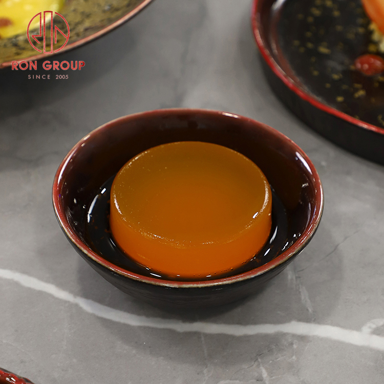 Ankhra Ignis Luxury Red and Black Ceramic Tableware with Gold Speckles