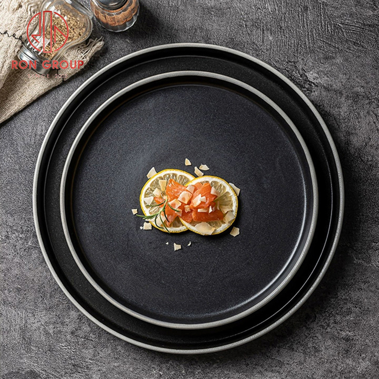 Zen Style Khaki & Matte Black Two-Tone Minimalist Ceramic Tableware Set