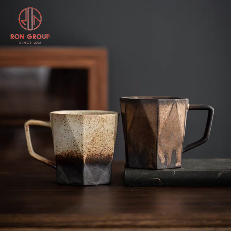 Geometric Gradient Kiln Glaze Ceramic Coffee Mug