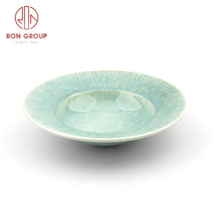 Artisan Green Reactive Glaze Ceramic Dinnerware Set for Hotels & Restaurants