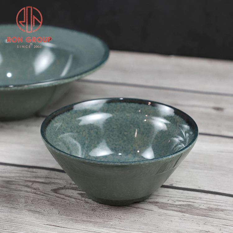 Modern Green Speckled Melamine Shallow Dessert Bowl